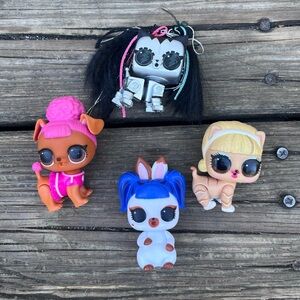 LOL SURPRISE PETS BUNDLE OF 4 ROBO KITTY, DT HOP, DOGG, RUPAUL DOLLS